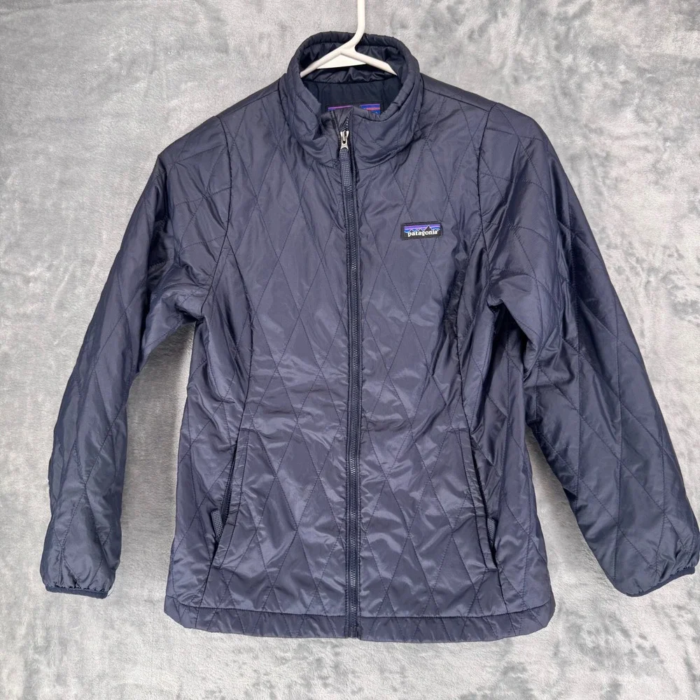 Patagonia Quilted Puffer Jacket‎ Kids L 12 Years Navy Blue Insulated